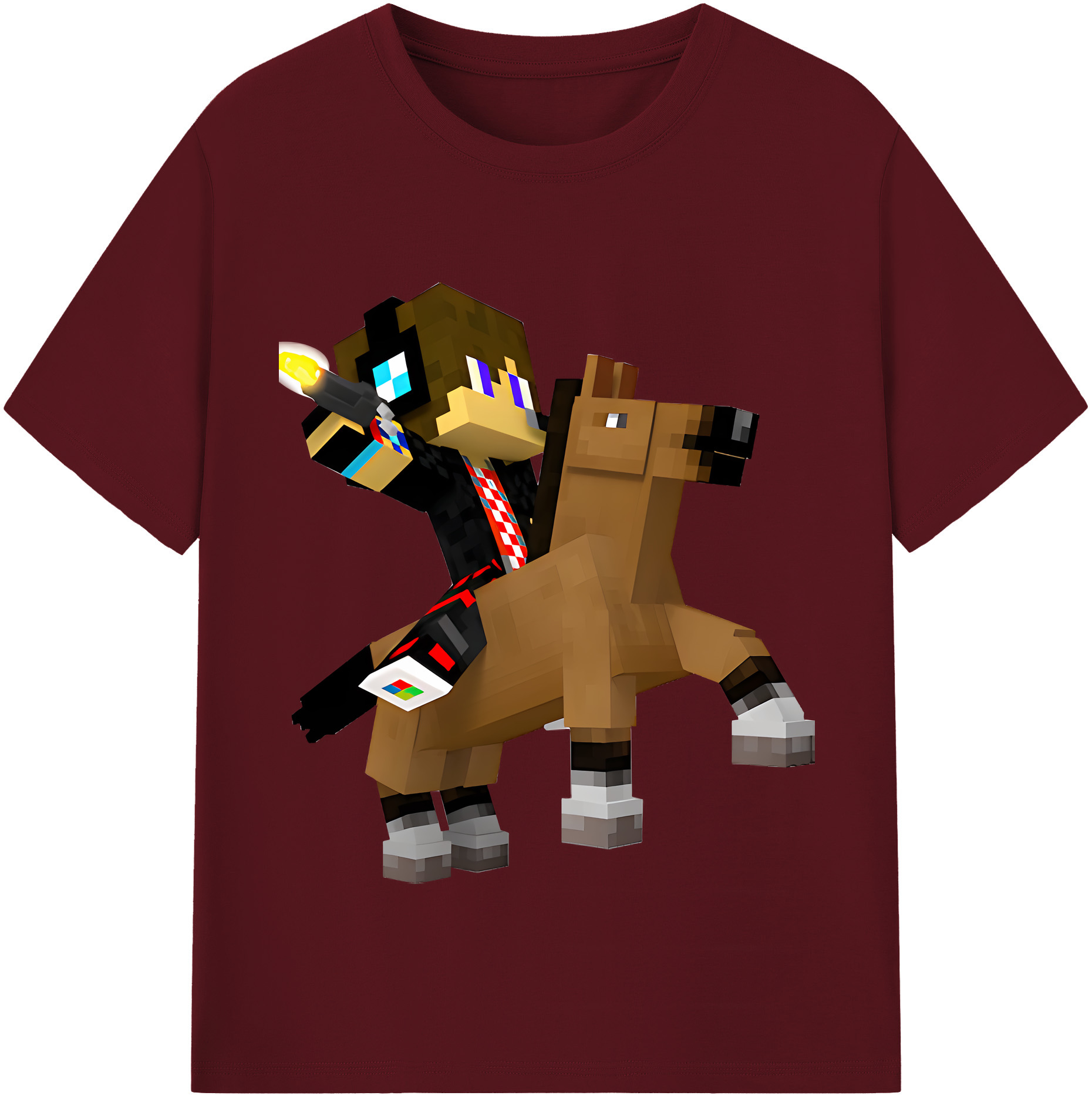 （画像用） マインクラフト ブロックの世界 Minecraft MC Block world 綿100％半袖Tシャツ（フロントプリント）